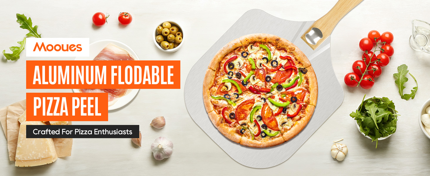 Pizza Peel Aluminum Pizza Spatula, Mooues 12 inch Metal Pizza Paddle(12