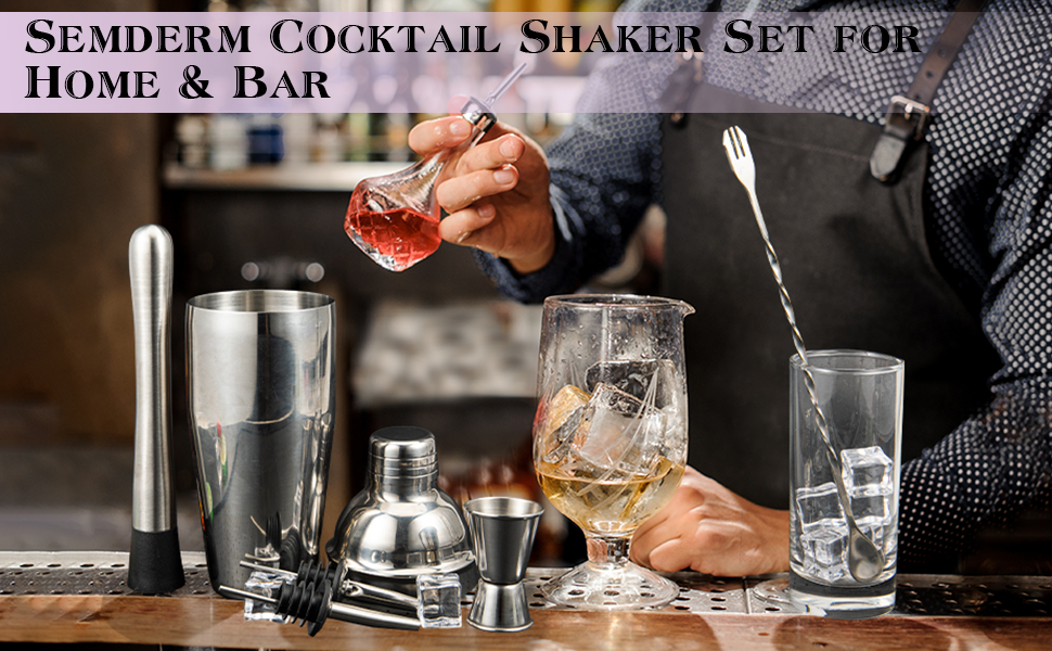 Cocktail Shaker Set, 6-Piece 18/8 Food-Grade Stainless Steel Mixology Bartender Kit - Premium Bar Tools with Muddler, Jigger, Spoon & Pourers - Rust-Proof, Leak-Proof & Dishwasher Safe Gift for Men