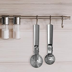 2 Pcs Stainless Steel Ice Cream Scoop, Heavy Duty Ice Cream Scooper with Trigger Metal Icecream Scoop Spoon for Fruit Scoop, Sundaes, Sorbet, Icecream (Silver)