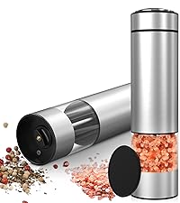 innhom Electric Salt Grinder Pepper Grinder Battery Operated Stainless Steel Pepper Mill Automatic Salt and Pepper Grinder with Adjustable Coarseness, 1 Pack