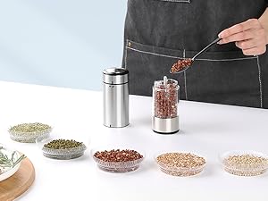 innhom Electric Salt Grinder Pepper Grinder Battery Operated Stainless Steel Pepper Mill Automatic Salt and Pepper Grinder with Adjustable Coarseness, 1 Pack
