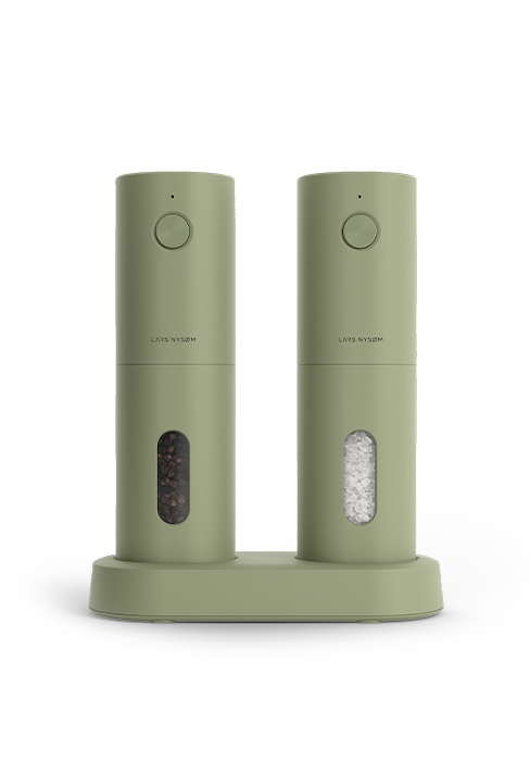 LARS NYSØM Salt Pepper Mill Manual with adjustable ceramic grinder from coarse to fine I Design Spice Mill (Sage Green)