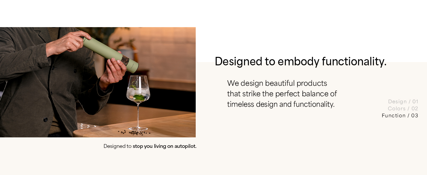 LARS NYSØM Salt Pepper Mill Manual with adjustable ceramic grinder from coarse to fine I Design Spice Mill (Sage Green)