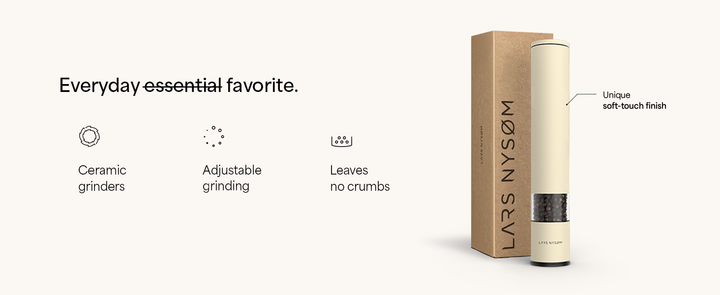 LARS NYSØM Salt Pepper Mill Manual with adjustable ceramic grinder from coarse to fine I Design Spice Mill (Sage Green)