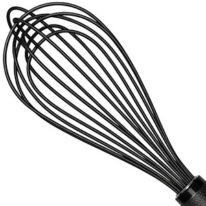 TEEVEA Silicone Whisk Stainless Steel Heat Resistant Non Scratch Kitchen Cooking Utensil for Blending Whisking Beating Frothing Stirring 11 Inch Black