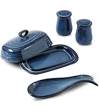 HASENSE Utensil Holder for Kitchen Counter 7.1” Cooking Utensil Crock for Countertop, Blue Ceramic Stable Utensil Organizer Caddy with Reactive Glaze for Spatula and Spoon, Dishwasher Safe