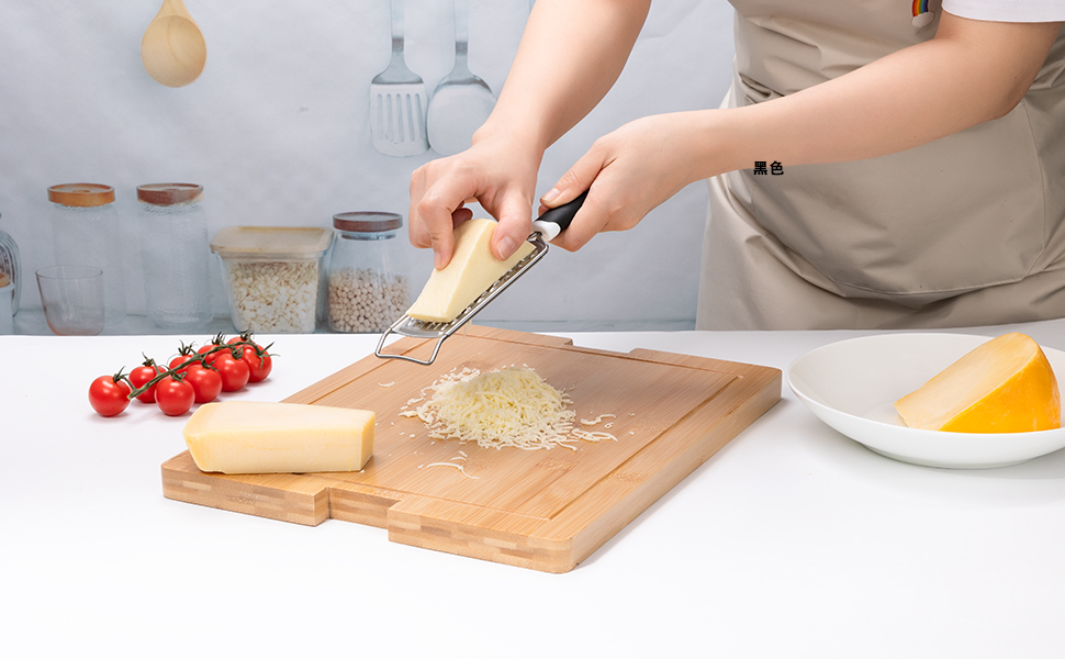 Rainspire Professional Cheese Graters for Kitchen Stainless Steel Handheld, Metal Lemon Zester Grater With Handle For Cheese, Chocolate, Spices, Kitchen Gadgets And Tools, Soft Grip Handle, Black