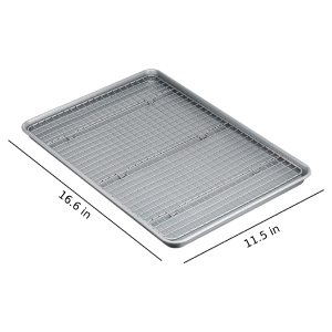 Amazon Basics Ceramic Nonstick Baking Sheets & Cooling Rack Set, Dishwasher Safe, Oven Safe, Half Sheet Size, Gray, 2-Pack