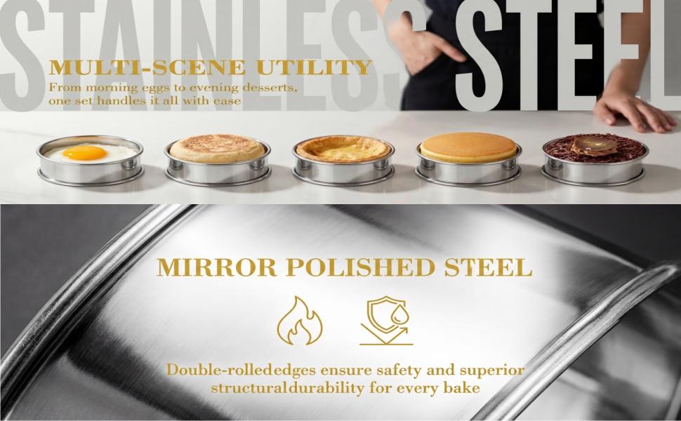 Lyellfe 20 Pieces English Muffin Rings, Stainless Steel Crumpet Rings, 3 Inch Double Rolled Nonstick Muffin Tart Ring Mold for Home Baking, Food Making