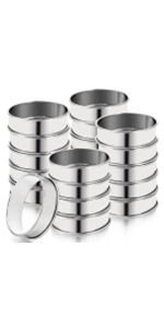 Lyellfe 20 Pieces English Muffin Rings, Stainless Steel Crumpet Rings, 3 Inch Double Rolled Nonstick Muffin Tart Ring Mold for Home Baking, Food Making