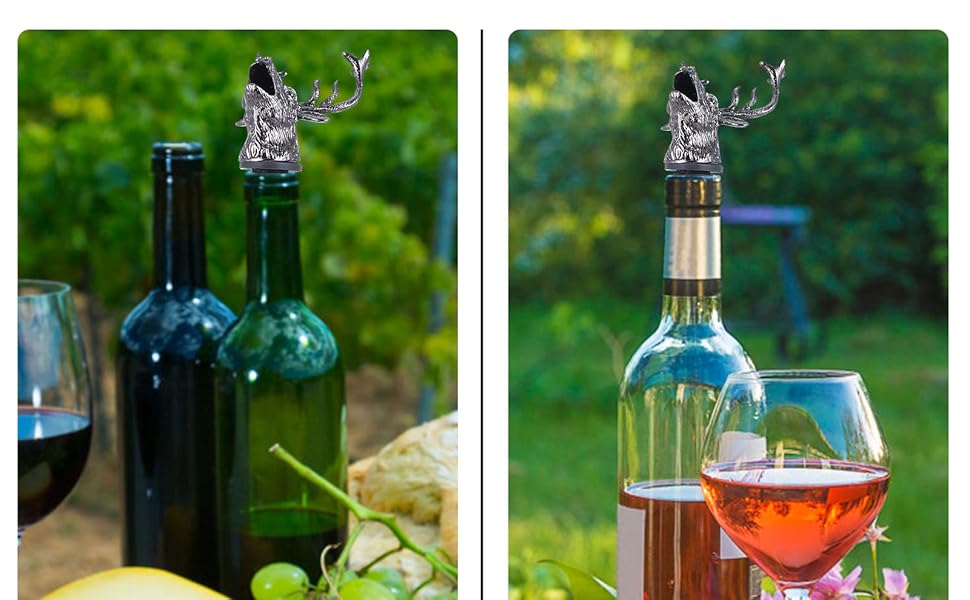 Elk Head Wine Pourer, Deer Head Wine Pourer Bottle Tipping Nozzle Vintage Bottle Stopper for Christmas Party