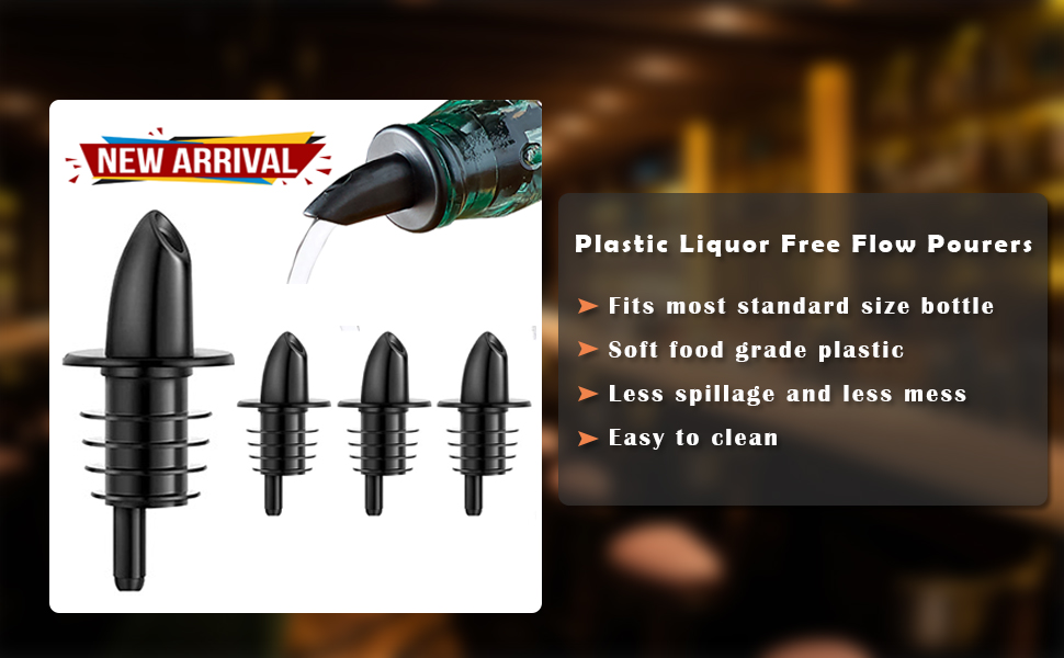 2 Pcs Liquor Pour Spouts, Stainless Steel Liquor Bottle Pourers with Rubber Dust Caps and Cleaning Brush,for Pours Liquid, Olive Oil, Wine(Gold)