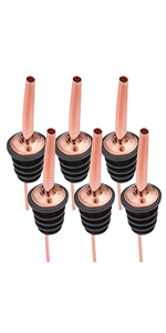 2 Pcs Liquor Pour Spouts, Stainless Steel Liquor Bottle Pourers with Rubber Dust Caps and Cleaning Brush,for Pours Liquid, Olive Oil, Wine(Gold)