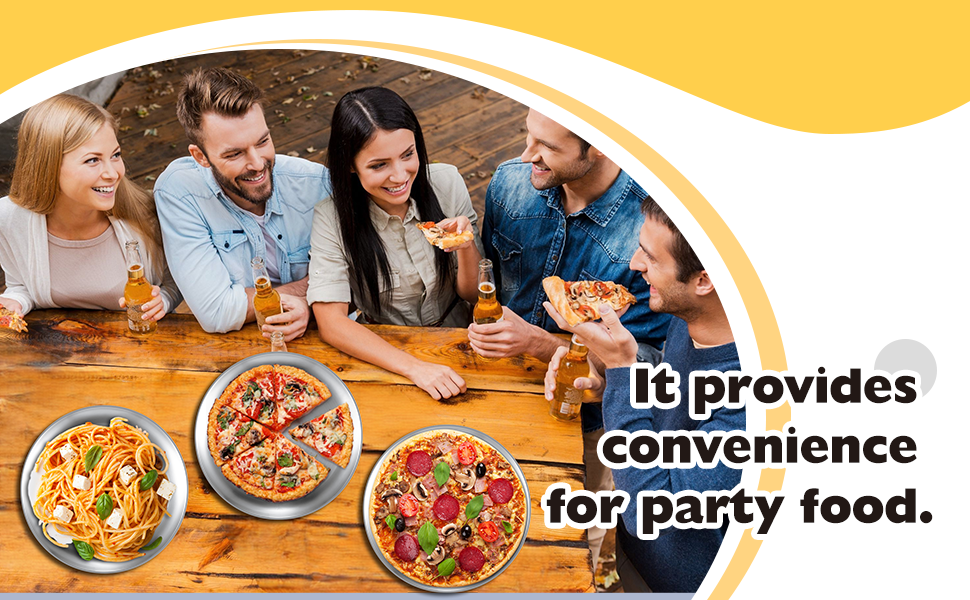 Thenshop 8 Pieces 12 Inch Pizza Pans Bulk Stainless Steel Sets Round Bakeware Pizza Trays for Oven Freezer Kitchen Baking Home Restaurant Picnics Safe Sturdy Reusable Easy Clean(Silver)