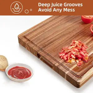 Large Acacia Wood Cutting Boards for Kitchen, 24 x 18 Inch Extra Large Wooden Cutting Board with Juice Groove, Reversible Butcher Block Cutting Board for Meat and Veggies