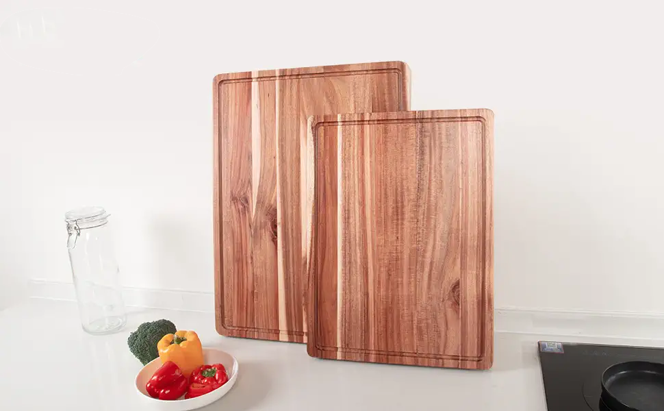 Large Acacia Wood Cutting Boards for Kitchen, 24 x 18 Inch Extra Large Wooden Cutting Board with Juice Groove, Reversible Butcher Block Cutting Board for Meat and Veggies