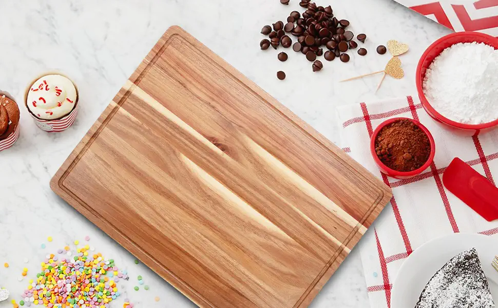 Large Acacia Wood Cutting Boards for Kitchen, 24 x 18 Inch Extra Large Wooden Cutting Board with Juice Groove, Reversible Butcher Block Cutting Board for Meat and Veggies