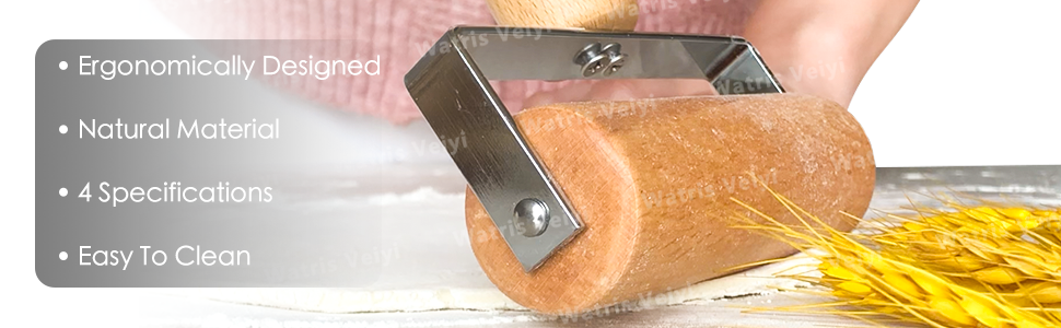 Watris Veiyi Small Rolling Pin, Wooden Dough Roller, Non-Stick Pizza Roller, Dough Baker Roller Set for Home Kitchen Baking Cooking(9.5cm/3.74in)