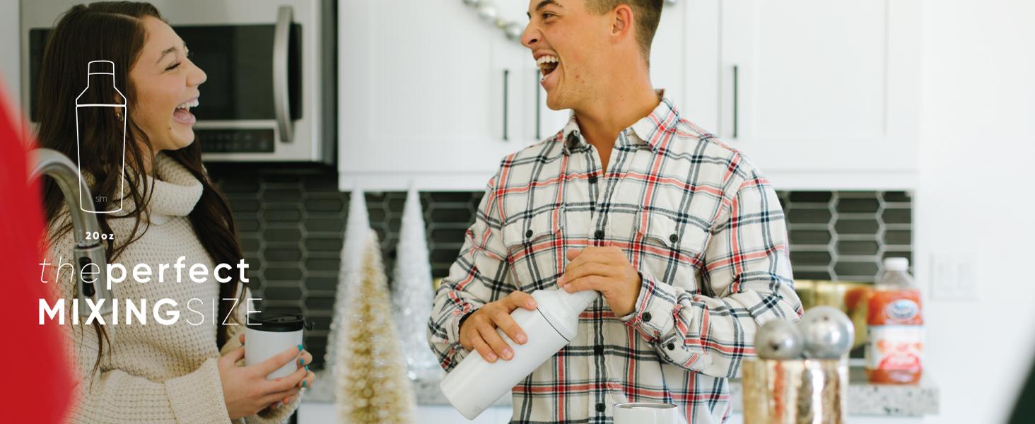 Simple Modern Cocktail Shaker Gift Set with Jigger Lid | Insulated Boston Martini Mixer Stainless Steel Christmas Gifts for Men Women | Compatible with Classic Tumbler Collection | Midnight Black