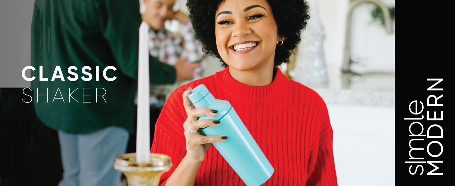 Simple Modern Cocktail Shaker Gift Set with Jigger Lid | Insulated Boston Martini Mixer Stainless Steel Christmas Gifts for Men Women | Compatible with Classic Tumbler Collection | Midnight Black