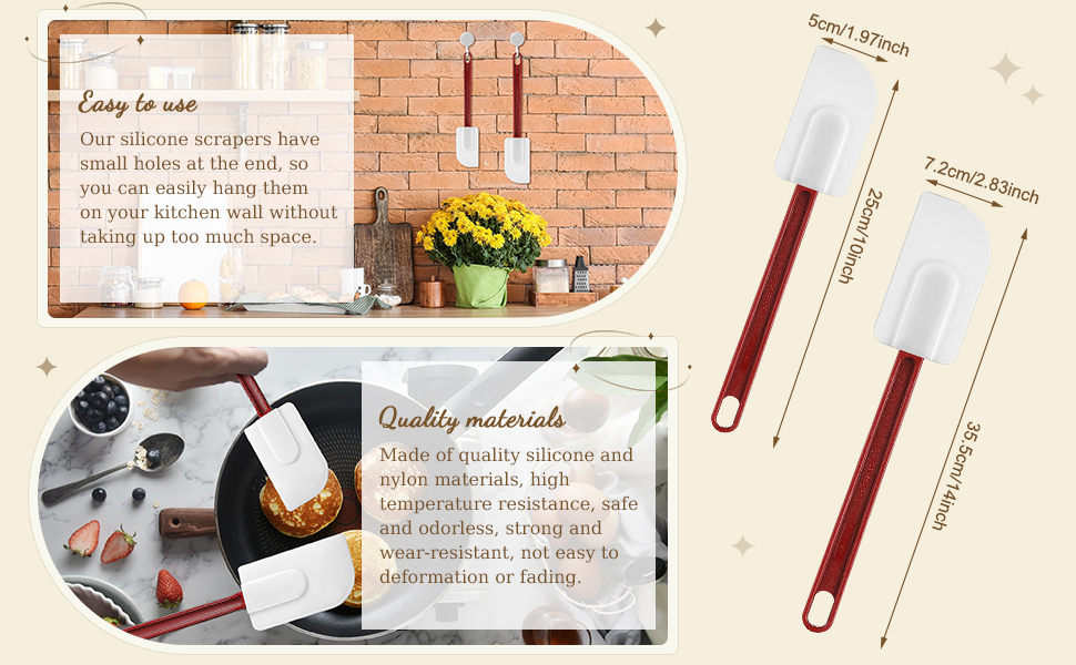 Lounsweer 2 Pcs Rubber Spatula Heat Resistant Silicone Spatula Scraper 10 Inch 14 Inch Commercial Baking Spatulas Set for Kitchen Use Cooking Silicone Cooking Utensils Sets