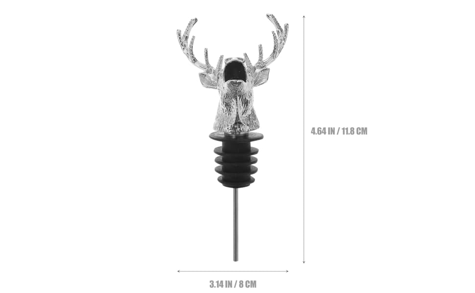 Deer Head Wine Pourer with Food Grade Silicone Stopper Zinc Alloy Bottle Pour Spout for Red White Wine Whiskey Bar Accessory