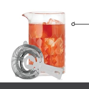 OGGI Cocktail Mixing Glass & Strainer Set - Elegant Bar Mixing Set with 16oz Glass Beaker, Essential Mixology Bartender Kit, Old Fashioned Kit, Includes Stainless Steel Hawthorne Strainer