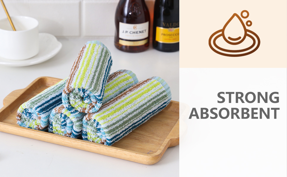 Oeleky Kitchen Dishcloths for Washing Dishes, Ultra Absorbent Dish Rags, Cotton Cleaning Cloths Pack of 8, 12x12 Inches (multi-1, 12x12 inch)