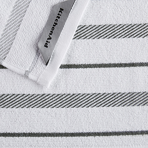 KitchenAid Albany Dishcloth 8 Pack Set, Matte Grey/White, 12