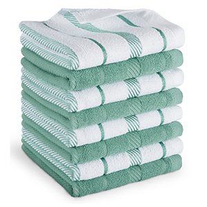 KitchenAid Albany Dishcloth 8 Pack Set, Matte Grey/White, 12