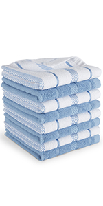 KitchenAid Albany Dishcloth 8 Pack Set, Matte Grey/White, 12