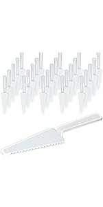 Suclain 50 Pieces Black Disposable Cake Knife Bulk for Wedding Party 9.1 Inch Plastic Cake Server Cutting Plastic Spatula Knives Pie Pizza Pastry Slicer Serving Utensils for Kitchen