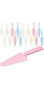 Suclain 50 Pieces Black Disposable Cake Knife Bulk for Wedding Party 9.1 Inch Plastic Cake Server Cutting Plastic Spatula Knives Pie Pizza Pastry Slicer Serving Utensils for Kitchen