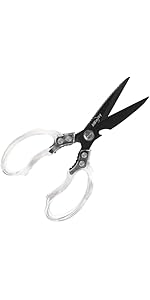 AWinjoy Heavy Duty Sharp Kitchen Scissors, Dishwasher Safe, Cooking Shears for Meat, Chicken, Fish, Poultry, Herb, Bread (Black)