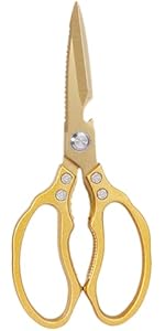 AWinjoy Heavy Duty Sharp Kitchen Scissors, Dishwasher Safe, Cooking Shears for Meat, Chicken, Fish, Poultry, Herb, Bread (Black)