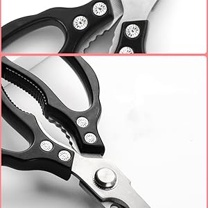 AWinjoy Heavy Duty Sharp Kitchen Scissors, Dishwasher Safe, Cooking Shears for Meat, Chicken, Fish, Poultry, Herb, Bread (Black)