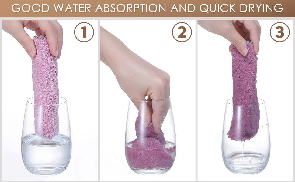 Rachan 11Pack Kitchen Dish Cloths, Reusable Dish Towels, Nonstick Oil Washable Fast Drying, Super Absorbent Coral Velvet Cleaning Cloths for Cleaning Tableware, Kitchen, Bathroom (Pink-green10 x 6