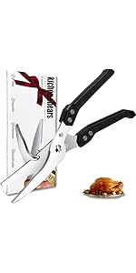 Heavy Duty Poultry Shears Kitchen Salad Scissors for Chicken Turkey Herb Vegetable 2pcs set Black