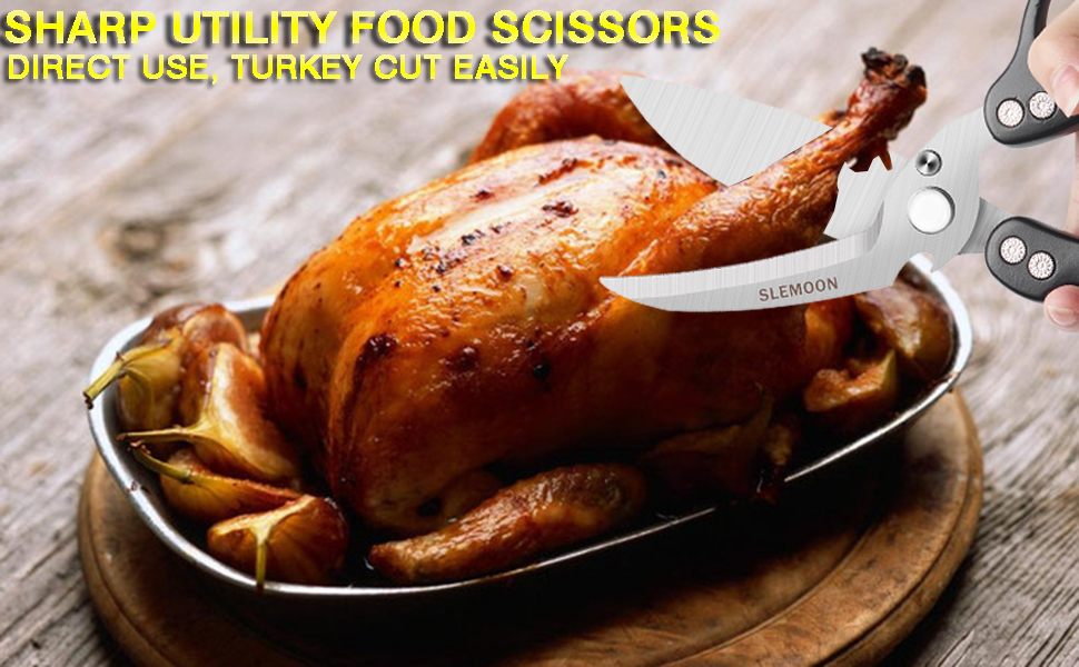 Heavy Duty Poultry Shears Kitchen Salad Scissors for Chicken Turkey Herb Vegetable 2pcs set Black