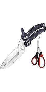 Heavy Duty Poultry Shears Kitchen Salad Scissors for Chicken Turkey Herb Vegetable 2pcs set Black