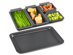 HONGBAKE Bakeware Sets, Baking Pans Set, Nonstick Oven Pan for Kitchen with Wider Grips, 10 Pieces Including Rack, Cookie Sheet, Cake Pans, Loaf Pan, Muffin Pan, Pizza Pan - Grey