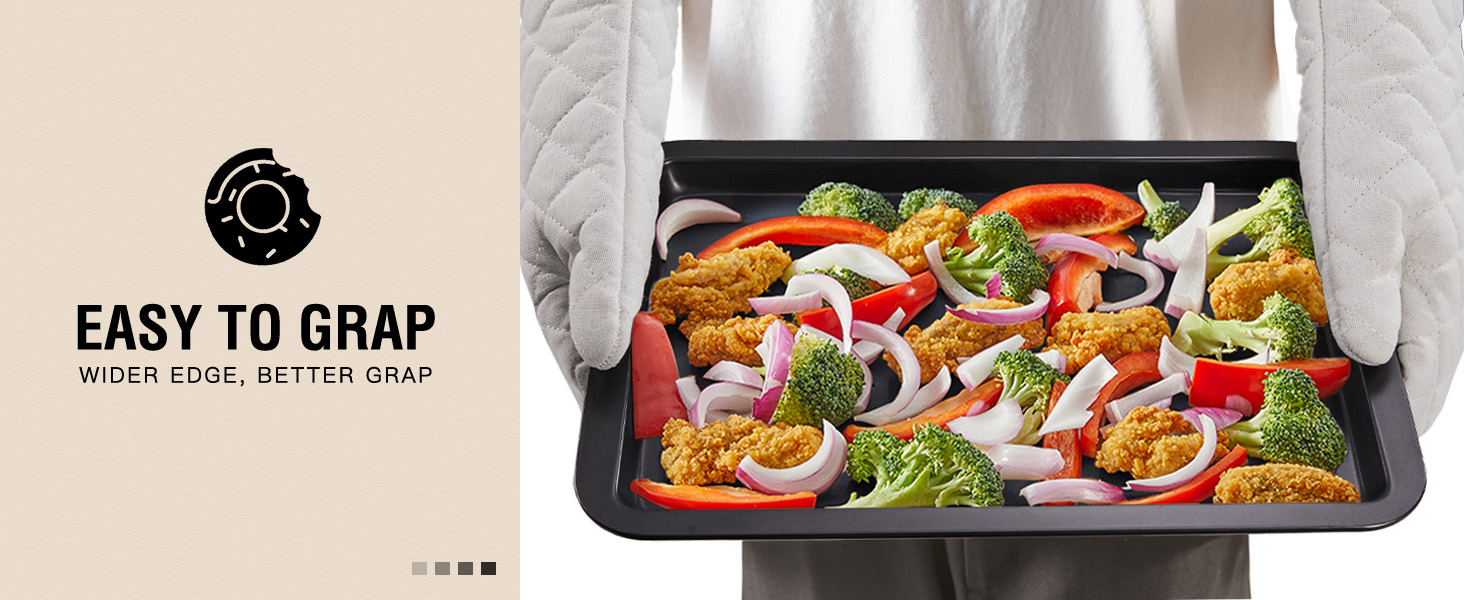 HONGBAKE Bakeware Sets, Baking Pans Set, Nonstick Oven Pan for Kitchen with Wider Grips, 10 Pieces Including Rack, Cookie Sheet, Cake Pans, Loaf Pan, Muffin Pan, Pizza Pan - Grey