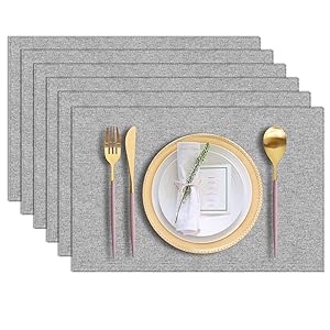 Cloth Placemats Set of 6, Cotton Linen Blend Machine Washable Durable Linen Table Mats, Heat Resistant Placemats Wrinkle Free Place Mats for Dining Table, Easy to Clean (Navy Blue, 6)