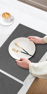 Cloth Placemats Set of 6, Cotton Linen Blend Machine Washable Durable Linen Table Mats, Heat Resistant Placemats Wrinkle Free Place Mats for Dining Table, Easy to Clean (Navy Blue, 6)