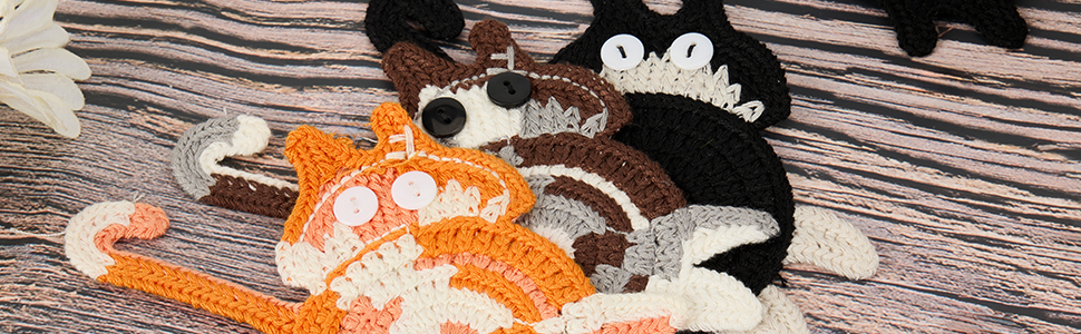 Drink Coaster | Cat Gifts for Cat Lovers,Fun Woven Creative Coasters,Cute Coffee Coaster for Home Decor Tabletop Protection Suitable for Kinds Cups (3PC)