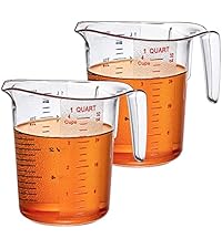 Amazing Abby - Melissa - 64-Ounce Plastic Measuring Pitcher (2-Pack), 8-Cup (2-Quart) Food-Grade Measuring Jug, Unbreakable, Stackable, Dishwasher-Safe, Great for Oil, Vinegar, Flour, and More