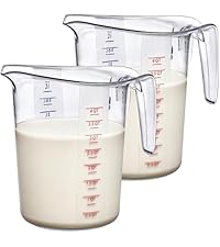 Amazing Abby - Melissa - 64-Ounce Plastic Measuring Pitcher (2-Pack), 8-Cup (2-Quart) Food-Grade Measuring Jug, Unbreakable, Stackable, Dishwasher-Safe, Great for Oil, Vinegar, Flour, and More