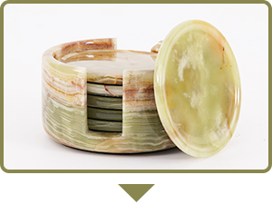 Radicaln Green Onyx Marble Coasters Set of 6 Handmade 3.5