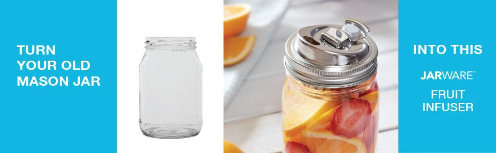Jarware Mason Jar Cocktail Shaker Lid For Wide Mouth Mason Jar, Stainless Steel