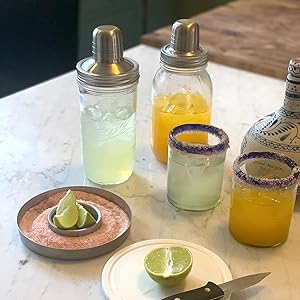 Jarware Mason Jar Cocktail Shaker Lid For Wide Mouth Mason Jar, Stainless Steel